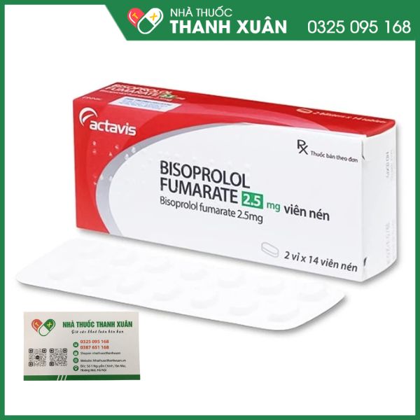 Bisoprolol Fumarate 2.5mg trị tăng huyết áp, đau thắt ngực